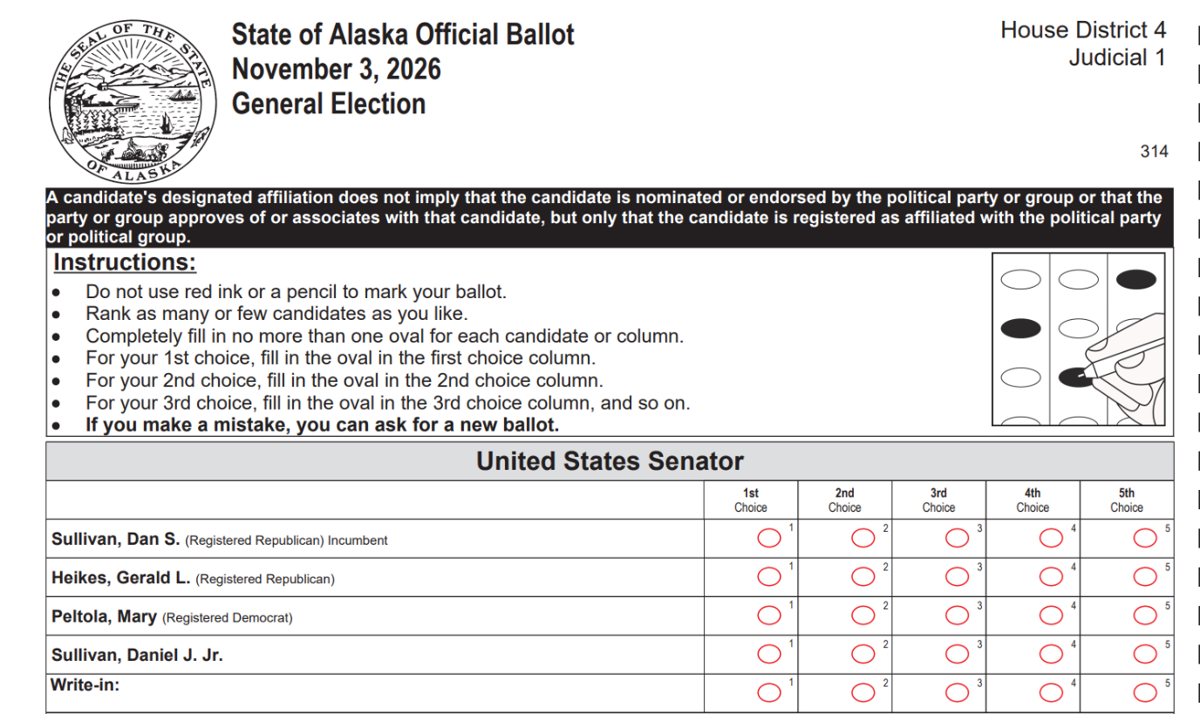 Top of the official ballot through the U.S. Senate race, House District 4